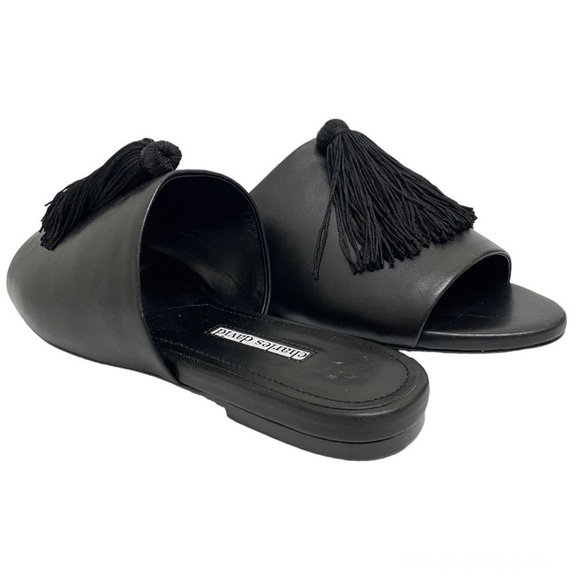 Charles David Sashay black leather slides sandals 8.5 - Picture 1 of 13